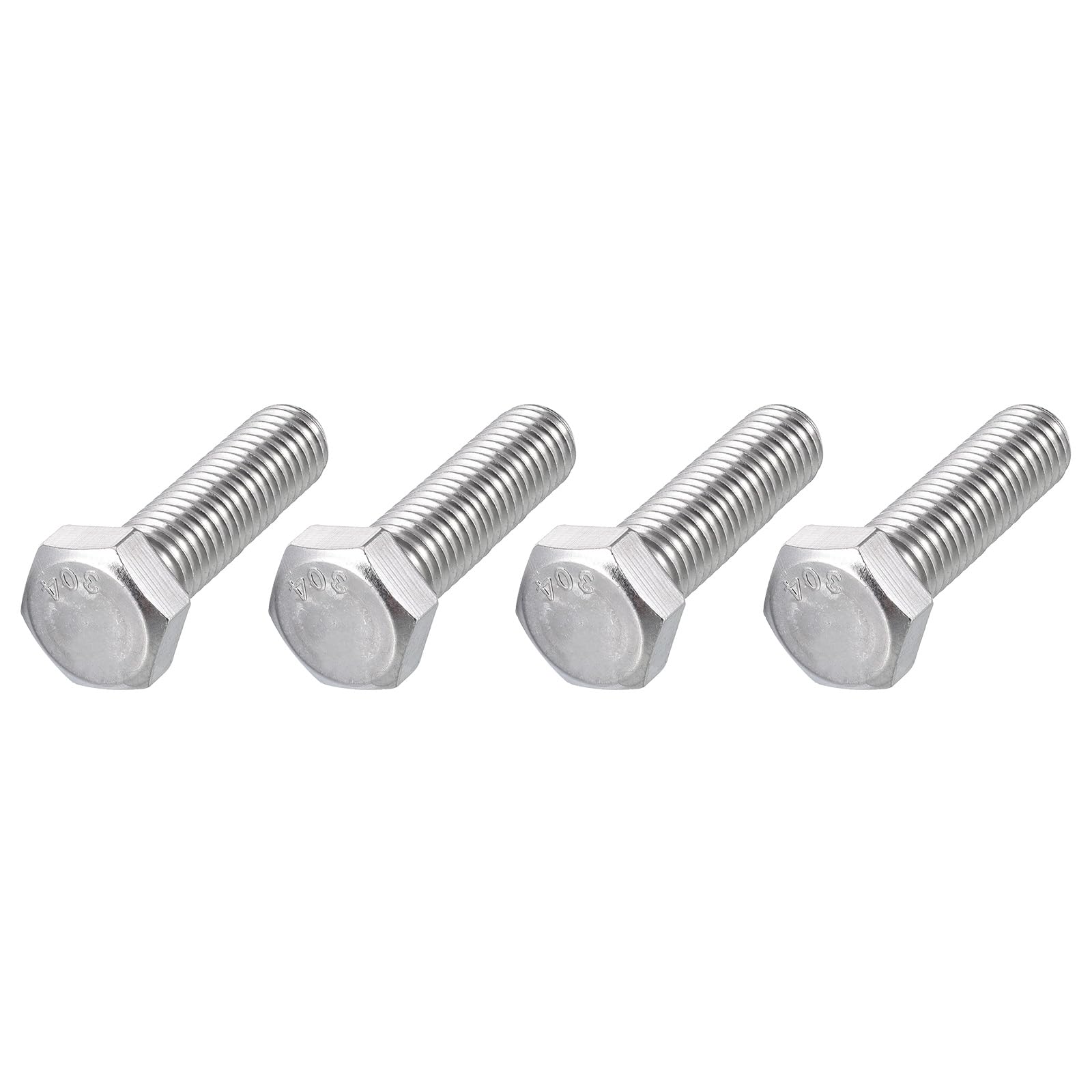 METALLIXITY Hex Head Bolts (1/2-13 x 2") 4Pcs, 304 Stainless Steel 18-8, Fully Threaded, External Hex Drive, Plain Finish, Hex Head Screw Bolt, Silver — image 1