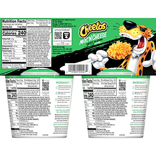 MAC N CHEETOS CHEESY JALAPENO, 2.25 OZ, 4 PACK TUBS