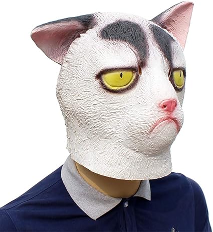 Dimowanngg Masque De Chat Malheureux Drole Halloween Pour Adultes Et Enfants Adapte Pour Accessoires De Vetements Cosplay Party Halloween Masque Drole D Horreur Amazon Fr Cuisine Maison
