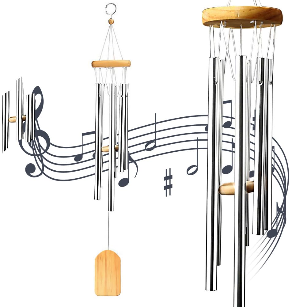 nuosen Wind Chimes, Musical Bells Crafts Memorial Wind Chimes with Wooden Pendulum for Outdoor Garden Home Decor, Aluminum Musical Windchimes Gift for Mum/Sympathy