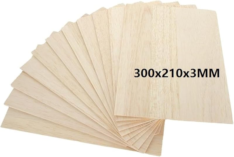 MIVIDE 12Pcs Balsa Wood Sheets 300x210x3MM A4 for Arts DIY Crafts