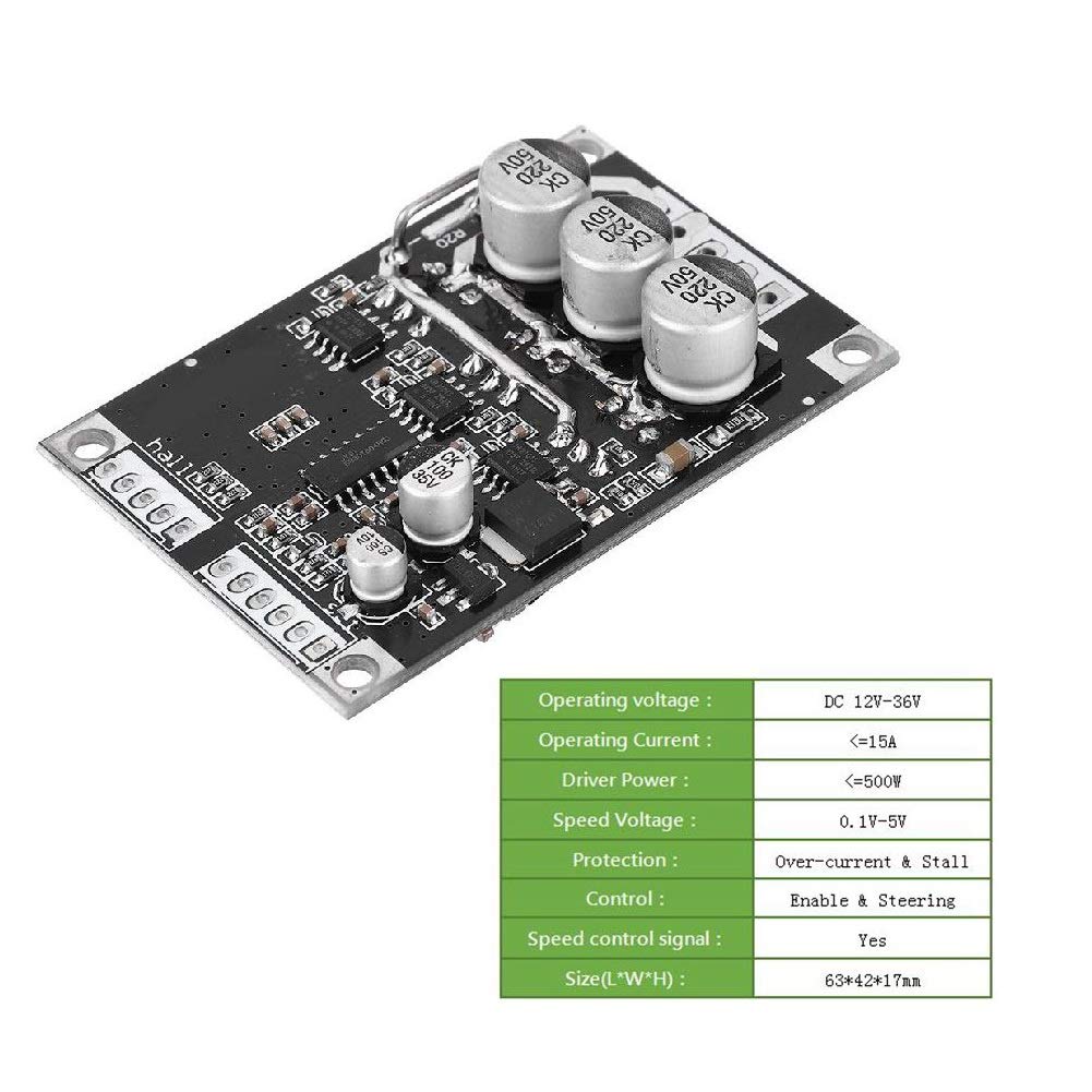 Motor brushless Controller,DC 12V-36V 15A 500W Hall brushless motor Speed Driver Board speed controller for brushless motor