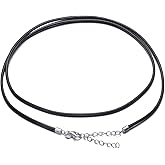 Dralox Genuine Leather Cord Chain Necklace Black Braided Wax Rope Chain with 925 Sterling Silver Clasp 14 16 18 20 22 24 26 28 Inches