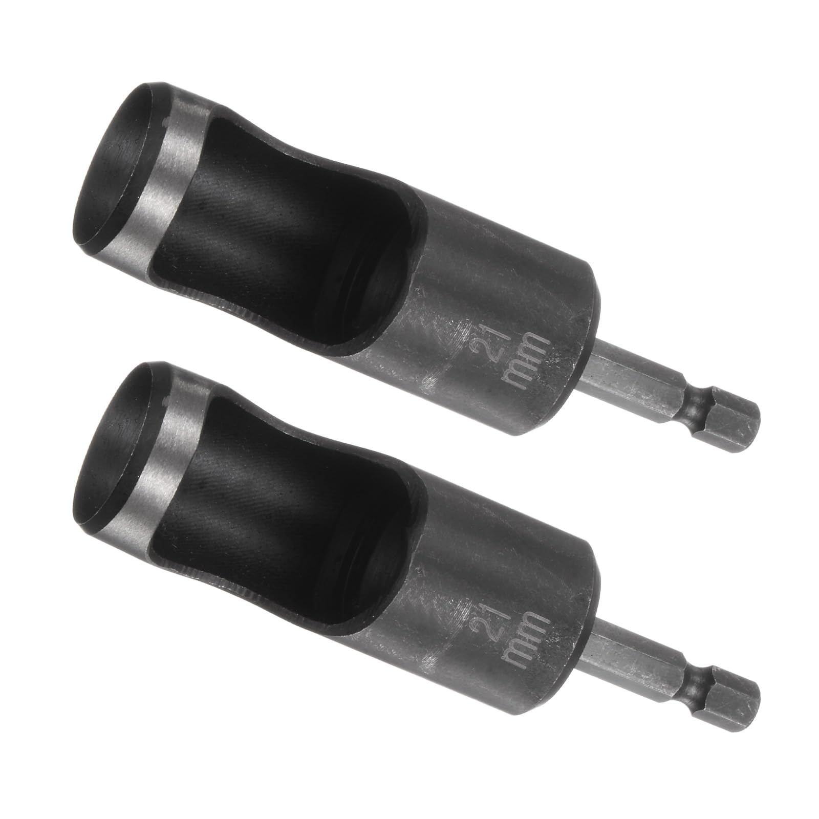 Kozelo 2pcs Leather Hole Punch Tool - [21mm x 1/4" Shank] Extension Hex Shank Drill Bit High-Carbon Steel Rotary Hollow Puncher for Fabric Leathercraft Belts Use, 127mm Length