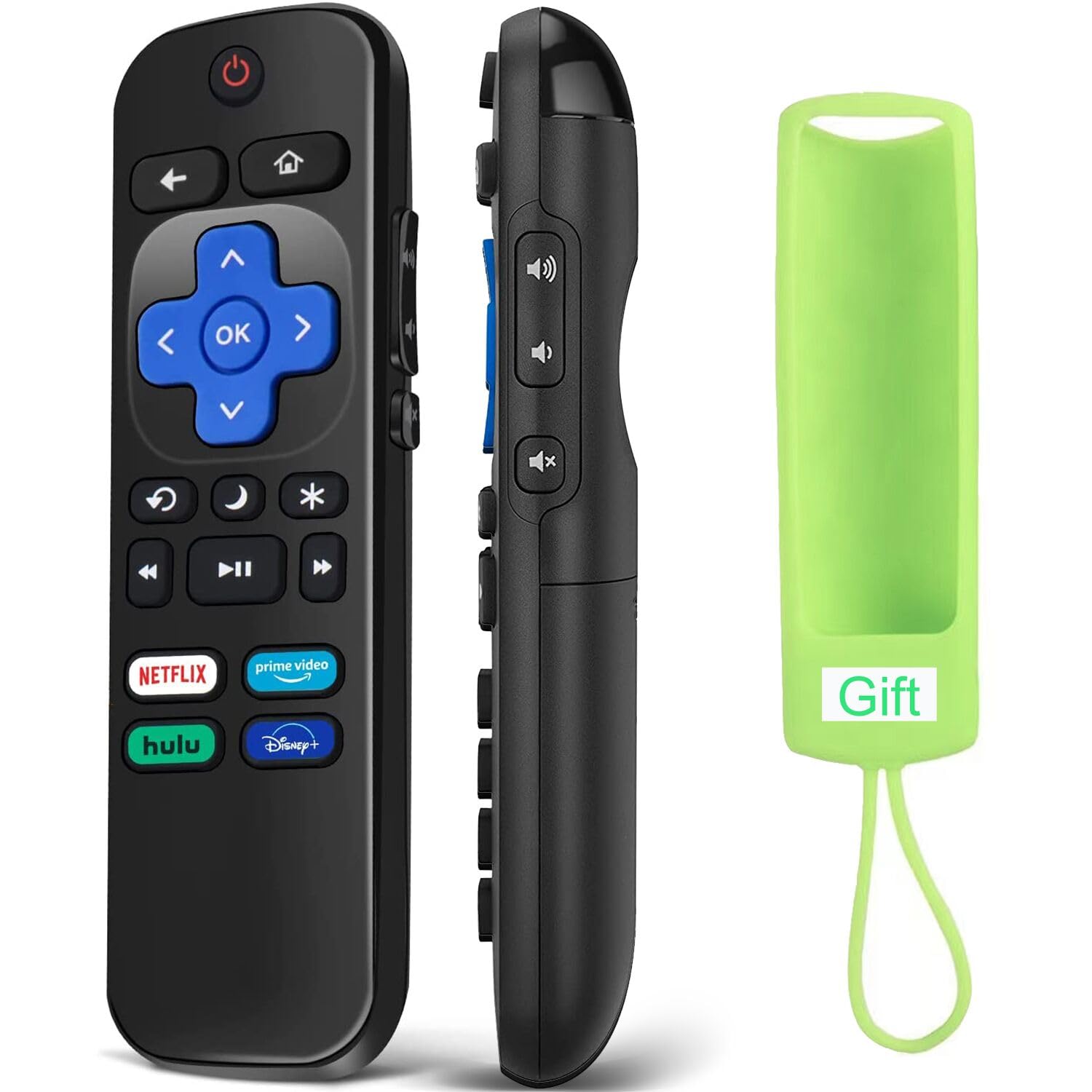 Photo 1 of Replacement for Roku TV Remote with Silicone Case, Remote Control Compatible for TCL/Hisense/Onn/Westinghouse/Insignia/Sharp Roku TV with 4 Hot Keys