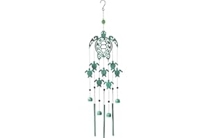 VP Home 31" H Rustic Sea Green Tribal Turtles Wind Chimes for Outside Unique Sea Turtle Windchimes for Outdoor Decoration and Garden Decoration, Gift for Women, Mom, Grandma, Unisex