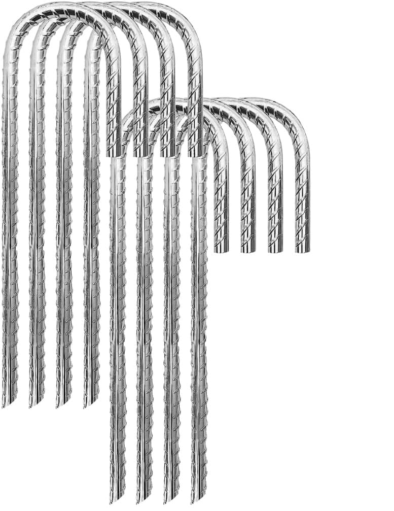 Garden Mile 12 Inches Large Heavy Duty Tent Pegs 8 Pcs Metal Ground Stakes for Garden Fencing Steel Fencing Pins Fence Stakes Metal Spikes Heavy Duty Gazebo Football Goal Pegs
