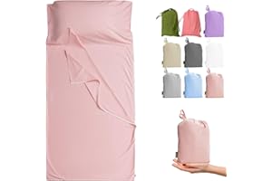 Cozysilk Brand - GANNAFEE Cotton Sleeping Bag Liner with Zipper - 100% Cotton Travel Sheet Sleep Sack Adult - Travel Sleeping Bag for Hotels Camping Hiking