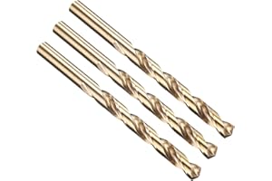 PATIKIL 11/32" Drill Bit 8.731mm, Jobber Straight Shank M35 Cobalt 5% High-Speed Steel 135° Gold Finish for Stainless Steel H
