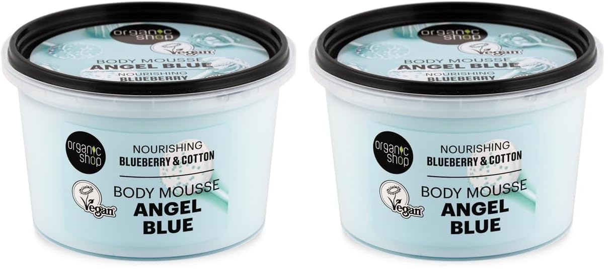 Organic Shop Angel Blue Nourishing Body Mousse. Blueberry & Cotton, 250 ml (Pack of 2)