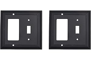 �鶹�� Basics Decorative 2-Gang Combination Wall Plate - 2-Pack, Flat Black