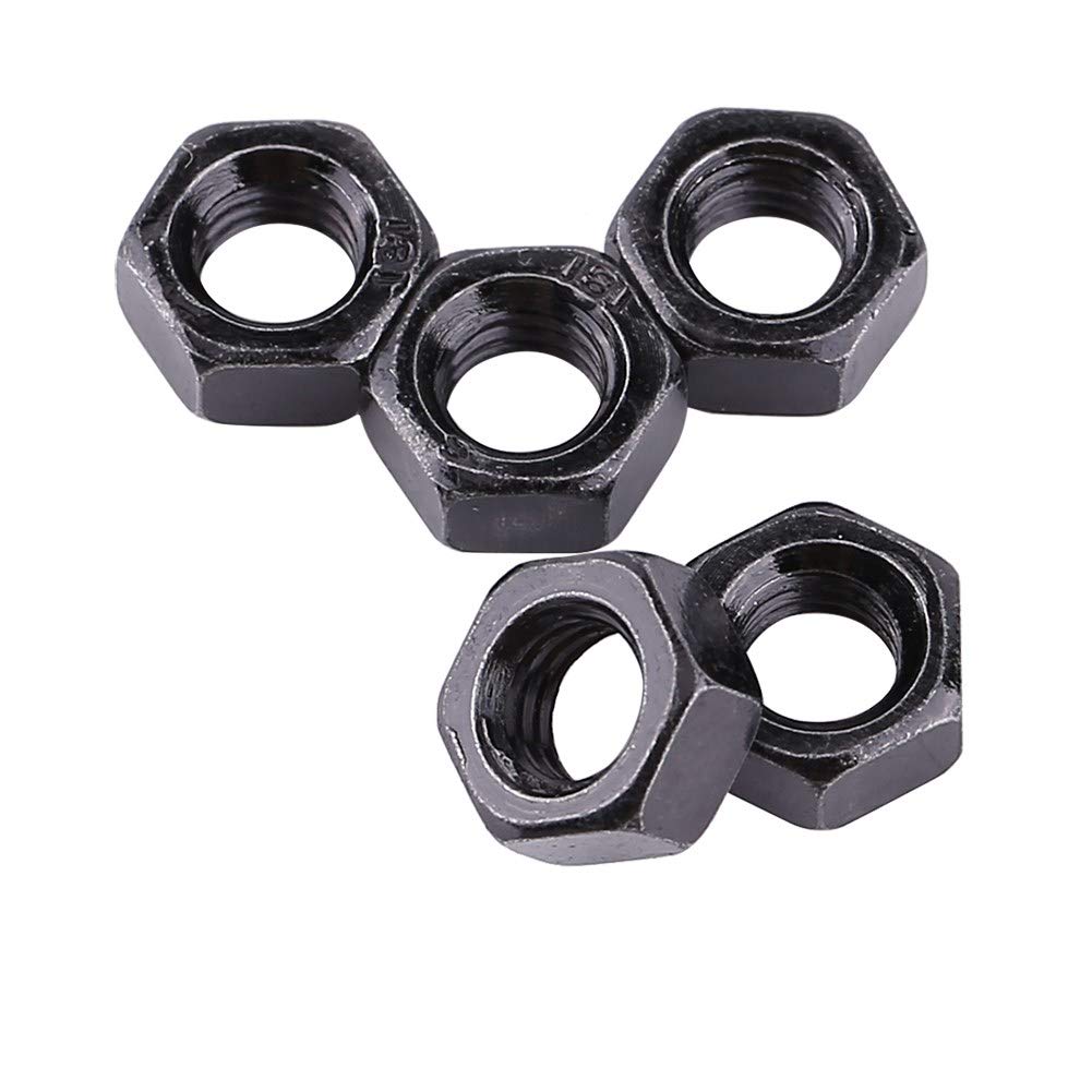 Fydun 100Pcs Hex Nut Din934 M2-M5 Black Zinc Plated Carbon Steel Metric Thread Hex Hexagonal Nuts(M3) M3 Hex Nut Black