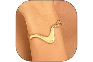 GIGB PBDK 14K Gold Liquid Metal Bracelet, Chunky Curved Wave Lava Open Cuff Bracelet, Minimalist Punk Hip Hop Statement Bangle Jewelry Gifts for Women