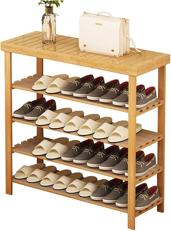 aoeiuv Bamboo Shoe Rack Simple MultiLayer Dustproof