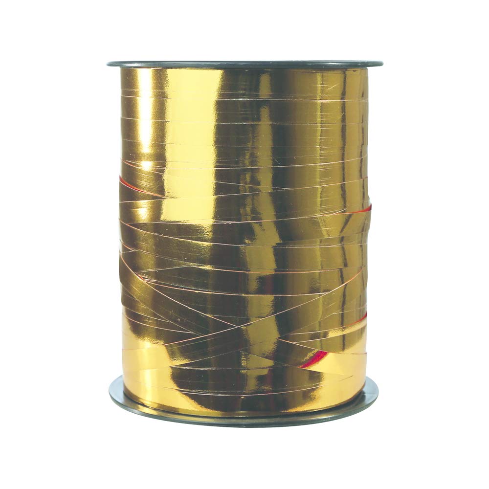 Clairefontaine 602072C - One Roll of Metallic Ribbon - Dimensions: 250m x 7mm - Colour: Cognac Yellow - Decorative gift ribbon, DIY, Gift wrapping Accessory