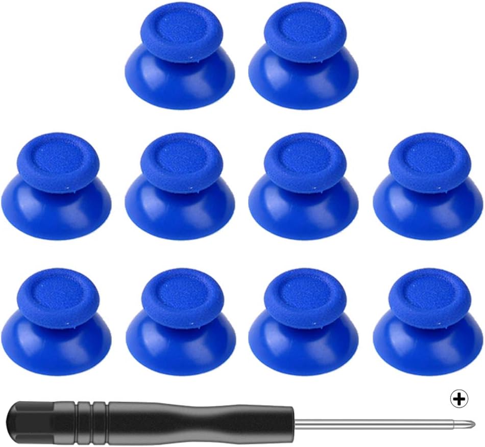 Mekela 5 Pairs Thumbsticks with Cross Screwdriver, Replacement Joystick Thumb Stick for PlayStation 4 PS4 Controller Gamepad （Blue）