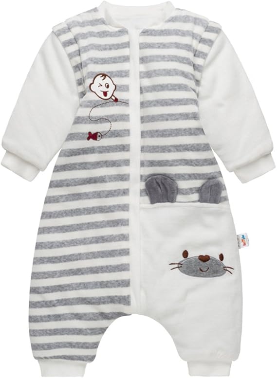 Baby Sleeping Bag 3.5 Tog Sleeping Sack Toddler Wearable Blankets, Sleeves Detachable Stripes