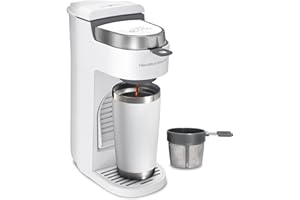 Hamilton Beach 47621 The Scoop Single Serve Coffee Maker & Fast Grounds Brewer for 8-14oz. Cups, Brews in Minutes, Next Gen, White