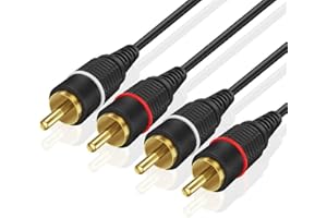 TNP RCA Cables 50ft - Gold Plated 2RCA Male to 2RCA Male Stereo Audio Cable - 2 Channel RCA to RCA Audio Cable - Dual Shielde