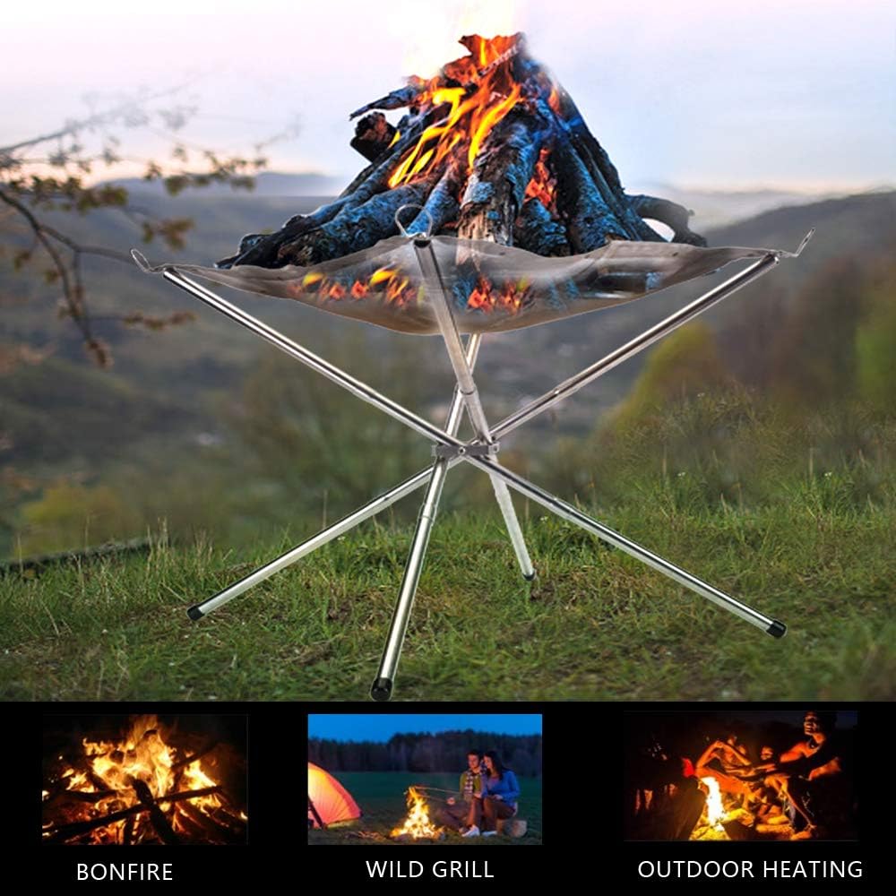 SUCHDECO Portable Fire Pit Outdoor - 2021 Upgrade Collapsing Steel Mesh Fireplace, 16.5 Inch Foldable Camping Fire Pit, Portable Fire Pit for Camping, Outdoor, Patio, Backyard and Garden : Garden & Outdoor