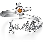 SCZKLAQ Mustard Seed Ring 925 Sterling Silver Cross Ring Christian Faith Mustard Seed Jewelry for Women Believer Gift