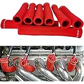 Spark Plug Wire Boots Thermal Protection Insulator Sleeve, 1200 Degree Heat shield Cover Wrap 6 inch for Car Truck 8PCS(red)