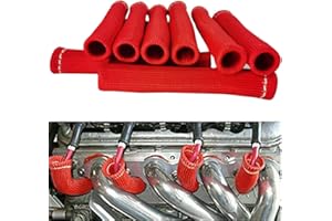 DEGEOBERLIN Spark Plug Wire Boots Thermal Protection Insulator Sleeve, 1200 Degree Heat shield Cover Wrap 6 inch for Car Truck 8PCS(red)