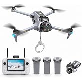 GPS Drones with Camera for Adults 4K EIS, Foldable 5G RC Camera Drones | with 4.5" TouchScreen, GPS Follow &amp; Auto Return, Long Range Transmission Fishing Drone, 90 Mins Flight Time, Brushless Motor