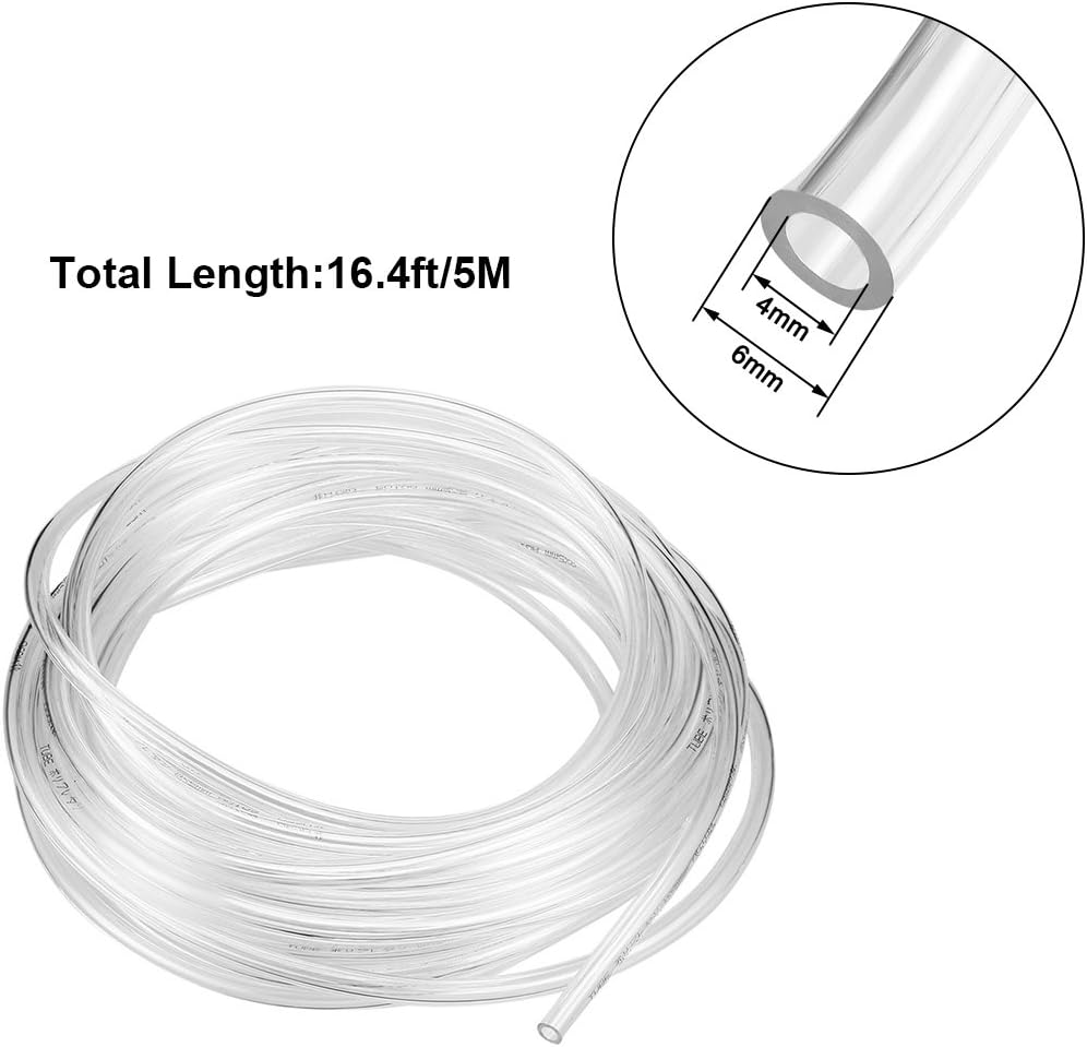 sourcing map Pneumatic Air Tubing, 6mm OD x 4mm ID 5 Meters 16ft PU Polyurethane Air Compressor Tube Hose Pipe Clear - Image 5