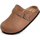 Torotto Kids Suede Clogs Cork Footbed Toddler Slippers with Arch Support & Adjustable Straps for Boys Girls Indoor & Outdoor
