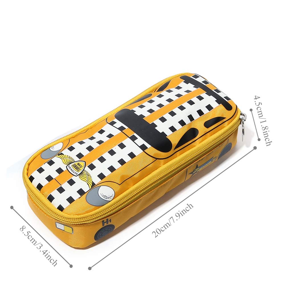 Big Capacity 3D Police Car Style Statonery Pencil Case Pen Box Pouch for Students Kids, Jeep(Yellow)