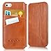 KAVAJ iPhone SE/5S/5 Case Leather Dallas Cognac Brown - Genuine Leather Cover with Business Card Holder. Slim Fit Flip Case As Premium Accessory for The Original Apple iPhone Doubles As A Wallet.