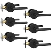 Goldenwarm Black Door Handles Interior Privacy Door Handle 6 Pack | Matte Black Door Handles for Bedroom and Bathroom, Heavy Duty Zinc Alloy, Thumb-Turn Quick release, Reversible&amp;Adjustable
