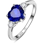 Yaresul 2.25ct Created Gemstone Ring for Women 925 Sterling Silver Heart Cut 8 * 8mm Cubic Zirconia Birthstone Ring for Engagement Anniversary Size 5-10