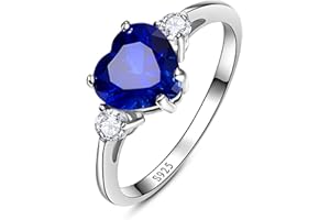 Yaresul 2.25ct Created Gemstone Ring for Women 925 Sterling Silver Heart Cut 8 * 8mm Sapphire/Emerald/Amethyst/Cubic Zirconia Ring Birthstone Ring for Engagement Anniversary Valentine's Day Size 5-10