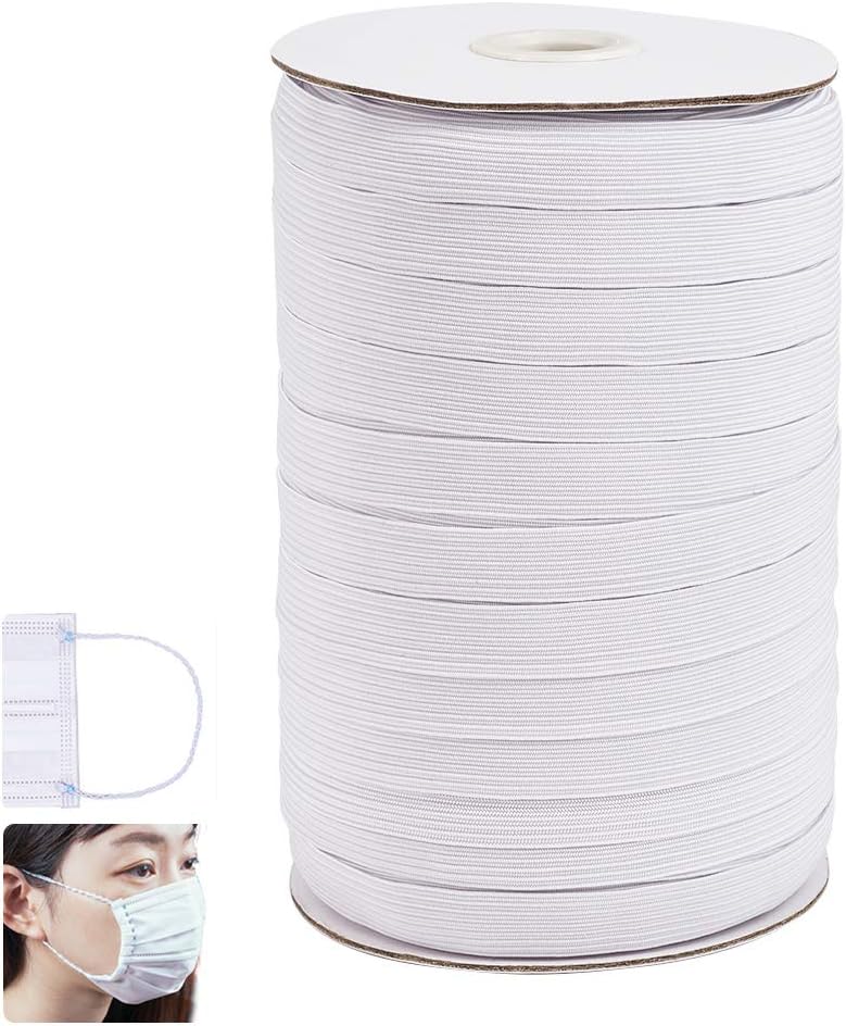 Beadthoven 100 Yards 12mm Braided Elastic Cord White Flat Elastic Band for Sewing Crafting Jewelry Making