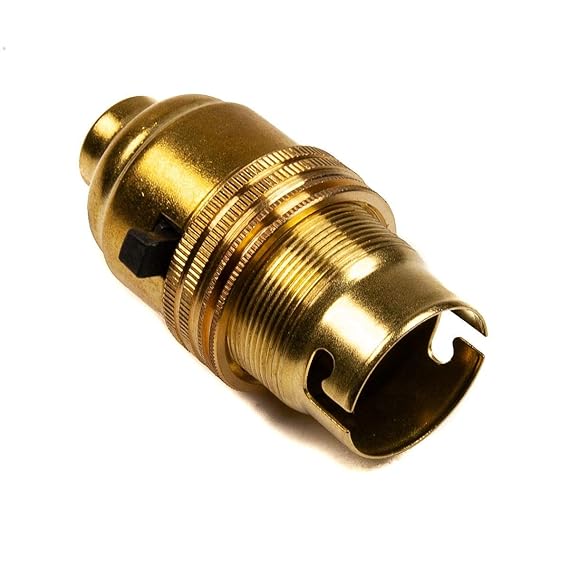 Switched Lamp Holder Brass Cap (BC) (B22d) 10mm Screw Thread