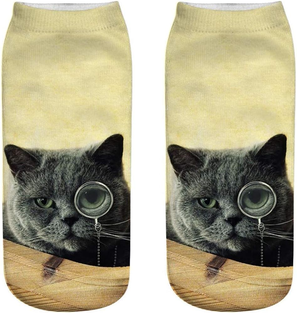 Bayliney 1 Paar Unisex Komisch 3D Mode Katze Gedruckt BeiläUfig Socken