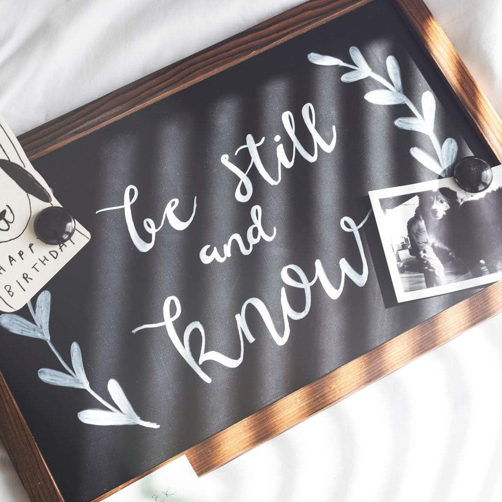 Wood Framed Magnetic Chalkboard Sign: 11x17 Inch Rustic Wall Hanging Blackboard Signs - Decorative Bulletin Board Chalkboards Perfect for a Kitchen Menu or Wedding Includes Chalk Marker and 2 Magnets : Office Products