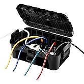 RESTMO IP54 Extra Large Outdoor Electrical Box w/ 6 Cable Seal Entry, Weatherproof Extension Cord Safety Cover, Protect Power
