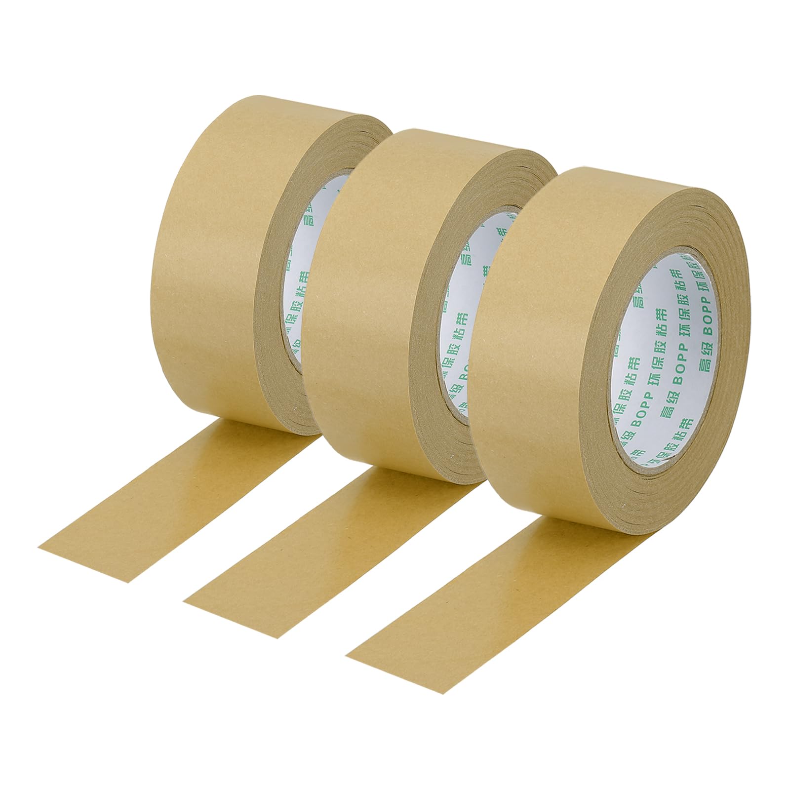 PATIKIL 1.8" x 55 Yards Brown Packing Tape, 3 Roll Heavy Duty Kraft Tape Paper Gummed Tape for Sealing Cardboard Carton Boxes, Shipping, Moving, Masking