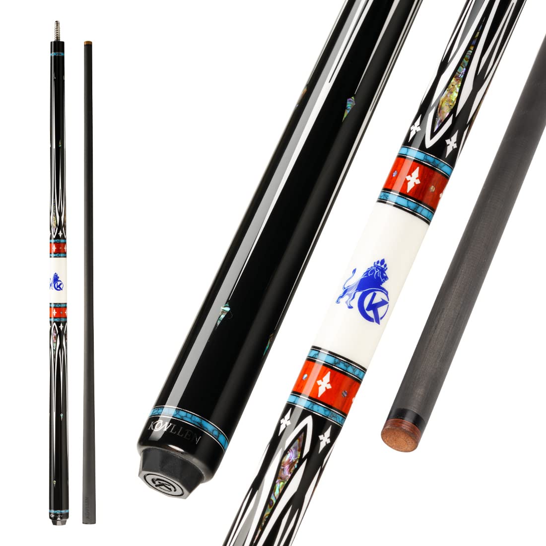 KONLLEN Carbon Fiber Turquoise Inlay Pool Cue Stick
