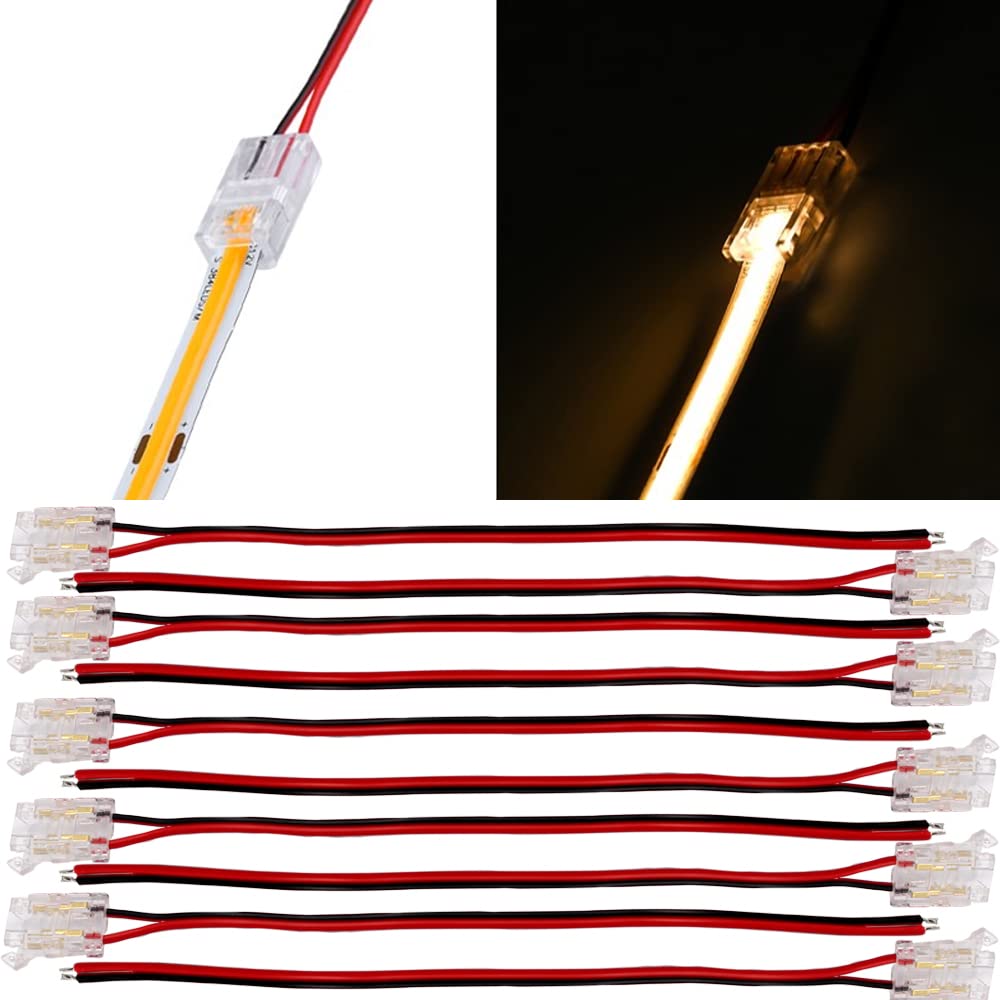 Boarda 8mm with COB LED Strip Connectors,10Pcs 2-Pin Strip to Wire Connector +Cable for 8mm Single COB LED Strip Lights (8MM, One Connector+15CM Cable)