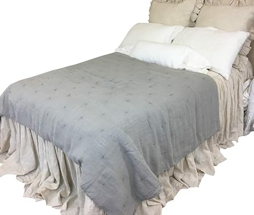 Amazon Com Natural Linen Washed Grey Comforter Quilt Sumptuous