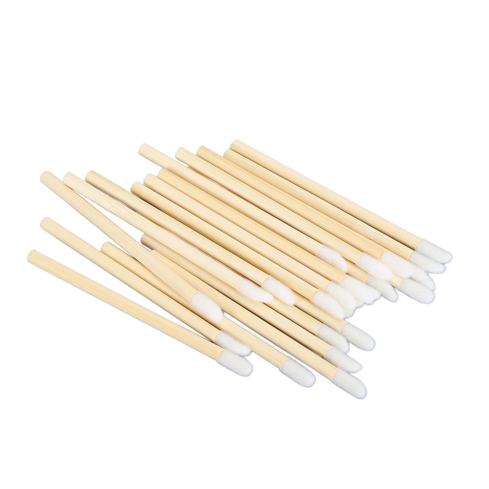 100 Count Disposable Bamboo Handle Lip Brush, Portable Makeup Tool for Lip Gloss Wand with Tipped Brush Head Lipstick Applicator