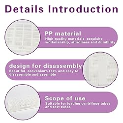 BIPEE Plastic Test Tube Rack, 60 Holes，Test Tube
