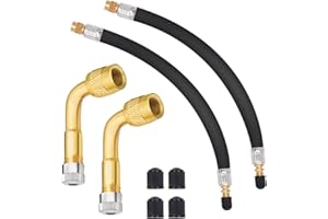 SAFELIFE Tire Valve Extensions, 8.25 Inch Flexible Valve Stem Extenders with 90 Degree Brass Schrader Tire Valve Extension Adaptor Compatible for Cars Truck Motorcycle Bike Scooter