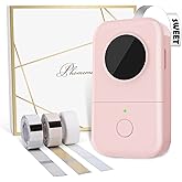 Phomemo D30 Label Maker Machine with Tape 3 Roll Adhesive Label, Bluetooth Mini Label Printer Thermal Wireless Small Labeler Machine for Home, Office Organization,Pink
