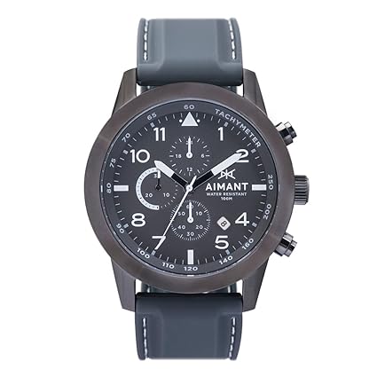 AIMANT Mens Berlin Gun Metal with Grey Silicone Strap GBE-190SI8-88