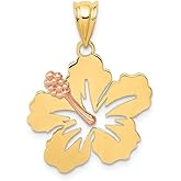 The Black Bow 14k Yellow and Rose Gold 18mm Hibiscus Flower Pendant